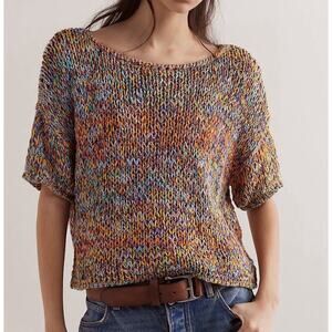 Free People Mezcal Sweater Tee Women’s Size S Multicolor Chunky Open Knit Beach